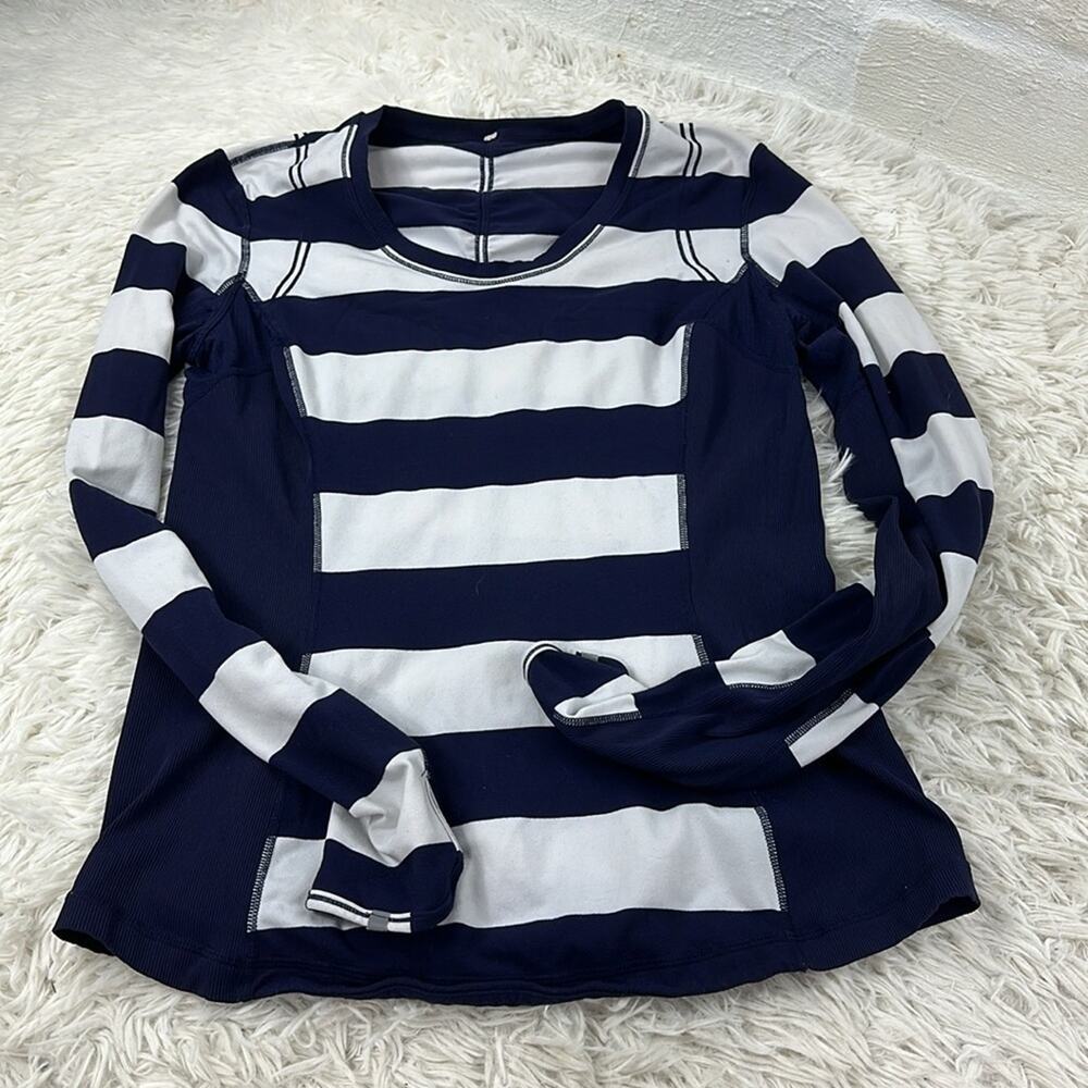 Lululemon Long Sleeve Cadet Blue White Stripe